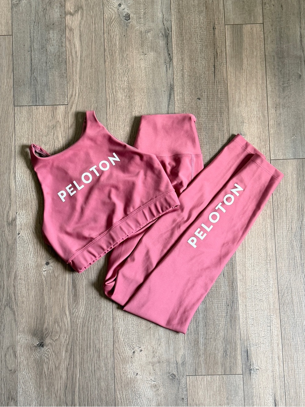 Peloton Show Up Rose Pink Active Leggings and Crop Top Workout Set Size Small